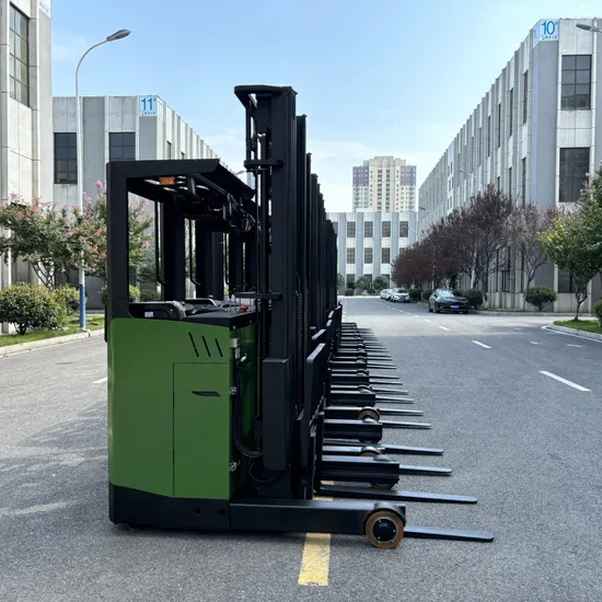 Empilhadeira elétrica de corredor estreito com alcance total, 1500 kg, 2000 kg, 1,5 tonelada, 2 toneladas, tipo suporte, com altura de elevação de 5 m e 6 m