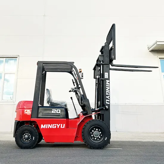 Peças de reposição grátis Mingyu 2.0 toneladas Empilhadeira industrial CE Diesel/Gás/GLP Motor japonês Deslocamento lateral Cabine de mastro triplo 3